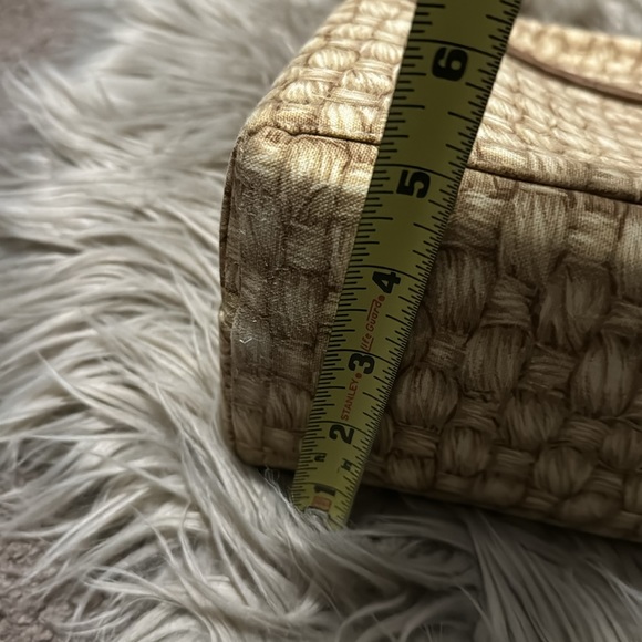 Vintage Toby Weston Convertible Bag-Cloth-Faux Woven Look Print-Tan/Beige - Picture 12 of 16